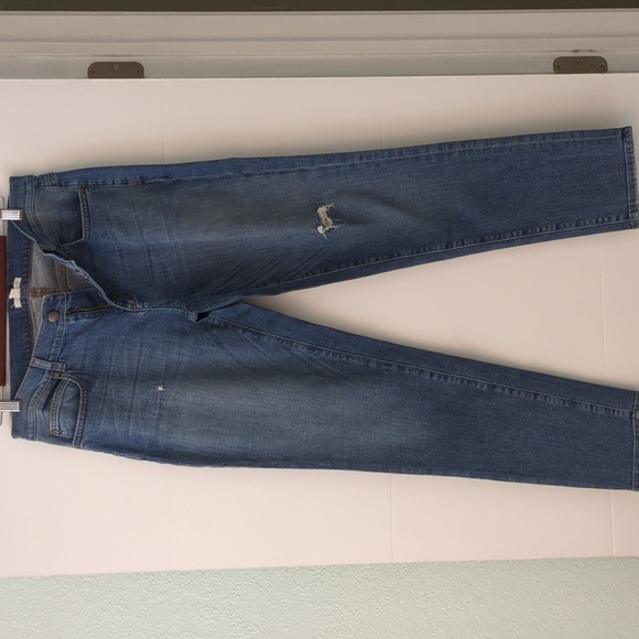 Eileen Fisher Organic Cotton Distressed Mid Rise Straight Leg Casual jeans Sz 4 - Picture 1 of 7